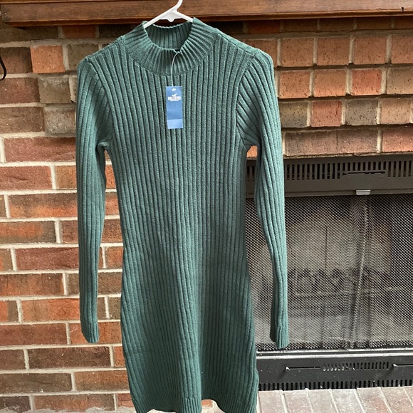 hollister sweater dress Hollister Sweater Dress Size Medium Grey Ribbed Knit Long Sleeve Y2K Fit  Flare
